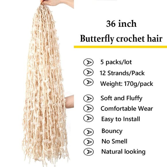 Crochet Hair Faux Locs 36 Inch Synthetic Pre Twisted for Black Women 5 Pack - Picture 3 of 7
